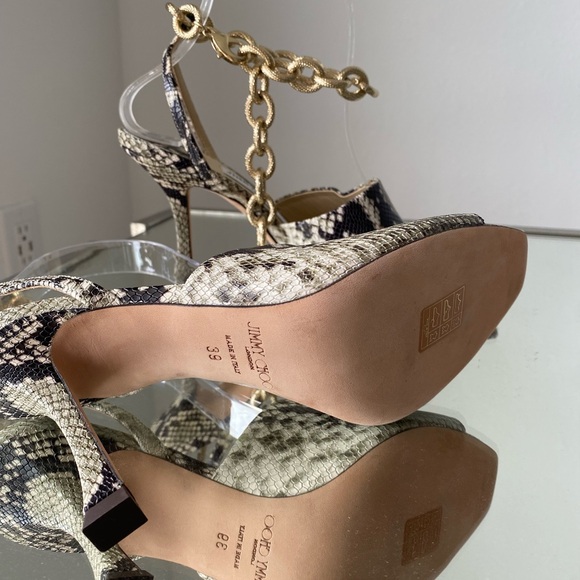 New Jimmy Choo Off-White Snake Sae 90 Sandals 39 $895 - Picture 11 of 13